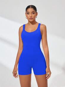 Core Rhythm 女士健身连体衣，修身时尚瑜伽紧身衣 - 寶藍色 - 查看 3
