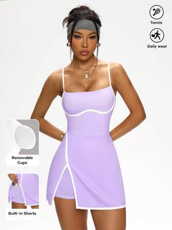 Slayform Dress con spacco e bordo a contrasto per donne