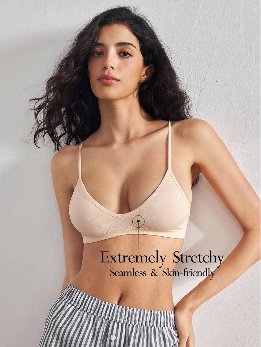 Ocili 女士无缝柔软无钢圈文胸 - 杏色 - 查看 1