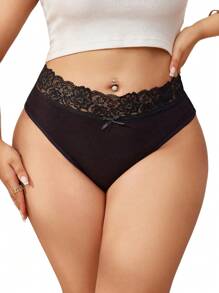 Ocili 3pcs Comfortable Plus Size  Panties, Lace T-Back Design - Multicolor - View 6