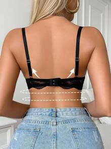 1 pieza Sujetador de encaje con aros para mujer - Negro - Ver 2