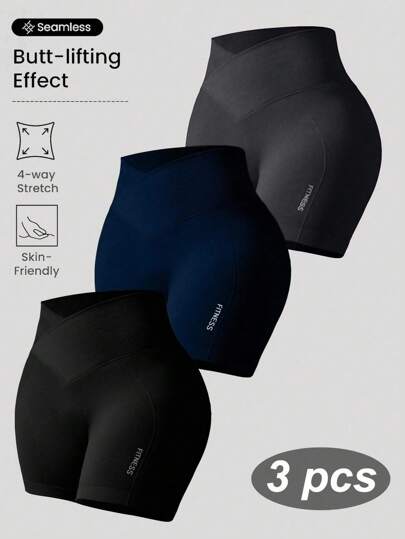 Easithlete Pantalones cortos de yoga de cintura cruzada sin costuras de alta eity