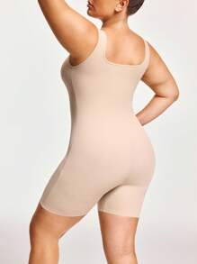 Mameluco tipo shapewear de talla grande sin mangas con tirantes anchos de unicolor