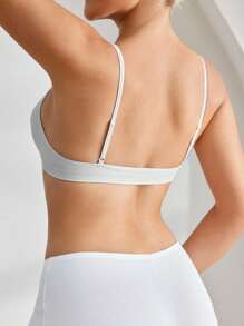 Ocili Seamless Wireless Sports Bra Women Comfortable Ribbed Knit Bra Leisure - Light Grey - View 2