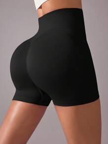 Easithlete 3pcs Seamless High Elasticity Criss-Cross Waist Yoga Shorts - Multicolor - View 6