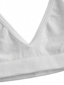 Ocili Seamless Wireless Sports Bra Women Comfortable Ribbed Knit Bra Leisure - Light Grey - View 8