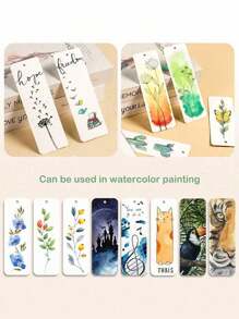 30pcs Blank Watercolor Bookmarks, 300gsm Thick Paper, DIY Art Supplies For Coloring, Acrylic Painting, Watercolor, Crafts And Bookmarks - White - View 7