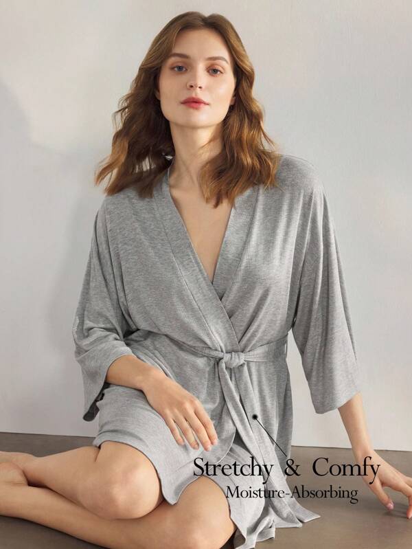 Ocili Leisure Soft Knit Robe Women Sleepwear Loungewear Holiday Season Easy Comfort  Cozy And Elegant Details, Fall Outfit