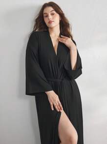 Ocili Plus Size Leisure Comfortable Soft Minimalist Long Sleeve Robe Holiday Season , Cozy And Elegant Details, Outfit, Fall & Winter