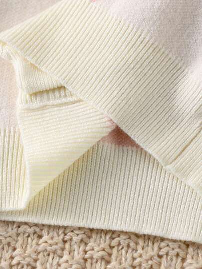 SHEIN 女童开衫 V 领长袖保暖舒适针织毛衣外套，粉色心形设计，优雅时尚，适合日常穿着、旅行、休闲、别致、百搭、秋冬