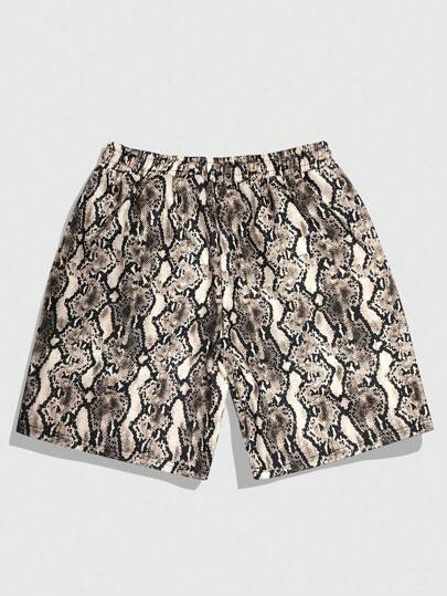 Street Life Pantalones cortos sueltos con estampado de piel de serpiente de moda de verano para hombres, Halloween