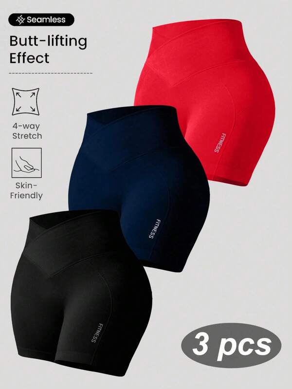 SHEIN Velisys Pantalones cortos de yoga de cintura cruzada sin costuras de alta eity