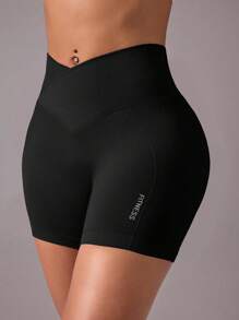 SHEIN Velisys Pantalones cortos de yoga de cintura cruzada sin costuras de alta eity - Multicolor - Ver 2