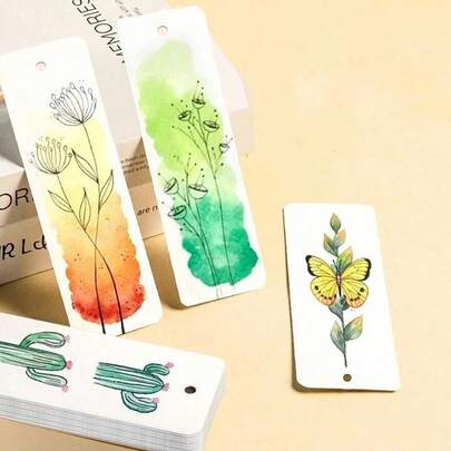 30 chiếc Dấu trang màu nước trống, Giấy dày 300gsm, Đồ dùng nghệ thuật tự làm để tô màu, Tranh acrylic, Màu nước, Thủ công và Dấu trang