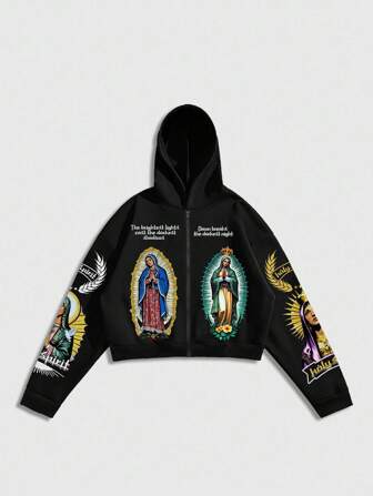 Street Life Men's Printed Religious Sweatshirt , Loose Cropped Style