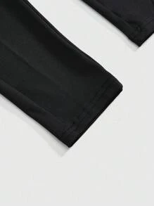 ROMWE Goth 哥特式城堡镂空拼接女式紧身弹力打底裤 - 藍色 - 查看 3