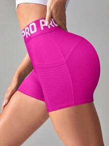 Gameset SHEIN Sport Quần short thể thao tập yoga đa năng, thường ngày, cạp chun dệt chữ - Nhiều màu - Xem 4