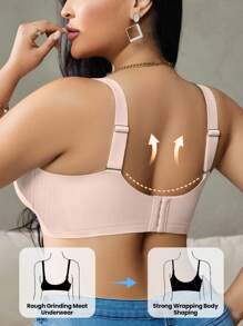 NudeFit 1pc Plus Size Wireless Seamless Bra Plus Size Bra Support Bras For Women Full Coverage Big Size Bra For Women Full Coverage Bra Shapewear Bra, Lift - Pink - View 2