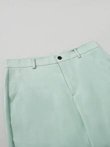 Manfinity Mode Plus Size Men's Solid Color Lapel Collar Business Suit Jacket And Pants Set