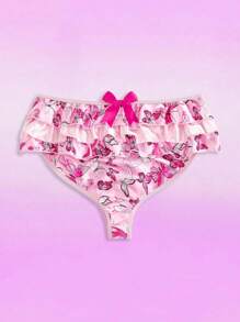 Notgurli Rosa Schmetterling Kontrastfarben Mehrschichtige Rüschen Satin Spitzenbesatz Kawaii Süße Lolita Stil Shorts, können als Oberbekleidung oder Bloomers getragen werden - Verschiedenfarbig - Übersicht 9