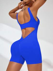 Core Rhythm 女士健身连体衣，修身时尚瑜伽紧身衣 - 寶藍色 - 查看 6