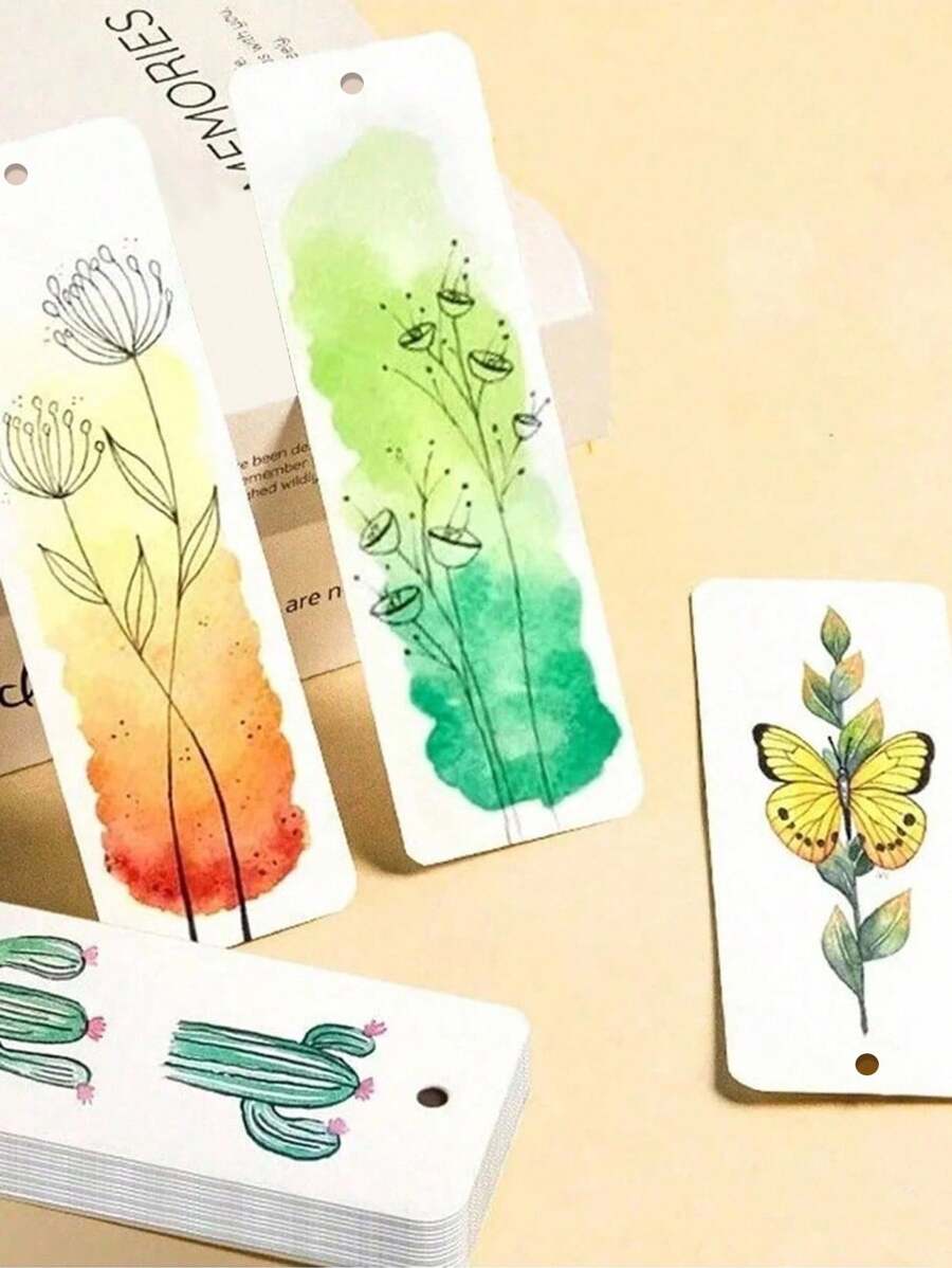 30pcs Blank Watercolor Bookmarks, 300gsm Thick Paper, DIY Art Supplies For Coloring, Acrylic Painting, Watercolor, Crafts And Bookmarks - White - View 1