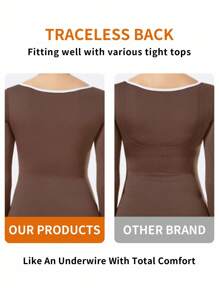 DesireSculpt 加大码杏色聚拢文胸，露背设计，休闲舒适，无钢圈全罩杯文胸，提升 - 杏色 - 查看 6