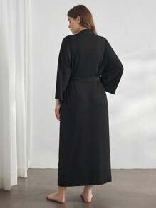 Ocili Plus Size Leisure Comfortable Soft Minimalist Long Sleeve Robe Holiday Season , Cozy And Elegant Details, Outfit, Fall & Winter