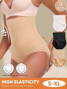SHEIN 3pcs Women Seamless High Waist Non-Rolling Tummy Control Lingerie Butt Lifter Shaping Briefs Panties Sheath Flat Belly Slimming Waist Trainer Body Shaper Shapewear Underwear - Multicolor - View 2