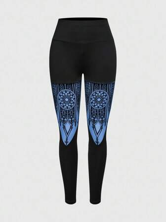 Leggings élastiques skinny femme à patchwork de château gothique creux