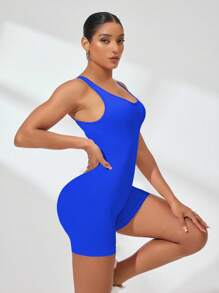 Core Rhythm 女士健身连体衣，修身时尚瑜伽紧身衣 - 寶藍色 - 查看 7