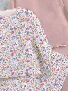 SHEIN 4件套新生儿长袖T恤套装，休闲卡通图案，适合夏季 - 彩色 - 查看 3