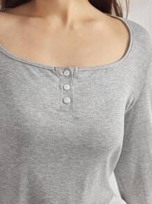 Ocili Luźna, prążkowana, dzianinowa piżama w dużym rozmiarze z guzikami, łatwa w utrzymaniu, wygodna, jesienna