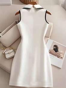 Franclia Printed Collar Casual Commuter Minimalist Style Dress For Women