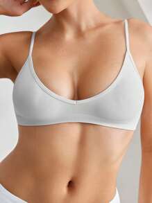 Ocili Seamless Wireless Sports Bra Women Comfortable Ribbed Knit Bra Leisure - Light Grey - View 3