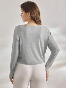 Ocili Luźna, prążkowana, dzianinowa piżama w dużym rozmiarze z guzikami, łatwa w utrzymaniu, wygodna, jesienna