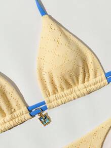 SHEIN 2pcs/Set 2025 New Women's Triangle Bikini Set, Casual Sexy Beach Vacation Summer - Multicolor - View 3