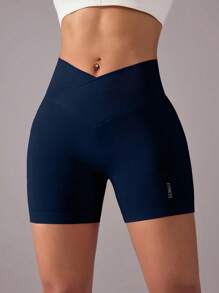 Easithlete 3pcs Seamless High Elasticity Criss-Cross Waist Yoga Shorts - Multicolor - View 4