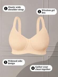 DesireSculpt 加大码杏色聚拢文胸，露背设计，休闲舒适，无钢圈全罩杯文胸，提升 - 杏色 - 查看 7