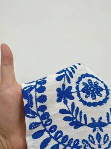 Sunnyshic 全印花休闲宽松低腰半身裙 - 藍白色 - 查看 7