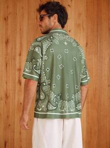 Manfinity BRENVOR Camisa polo casual holgada de manga corta con estampado floral para hombre