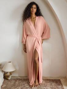 Soft, Smooth Solid Color Waist Belt For Robe, Bathrobe - Pink - View 7