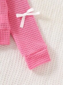 Girls' Long Sleeve Cute Bow Short Knit Cardigan Sweater - Pink - View 3
