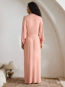 Soft, Smooth Solid Color Waist Belt For Robe, Bathrobe - Pink - View 2