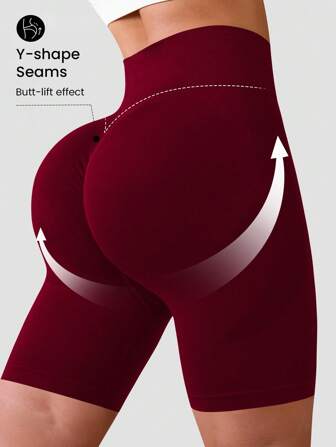 Gameset SHEIN Sport Sömlösa enfärgade sommarshorts med hög midja och tight passform