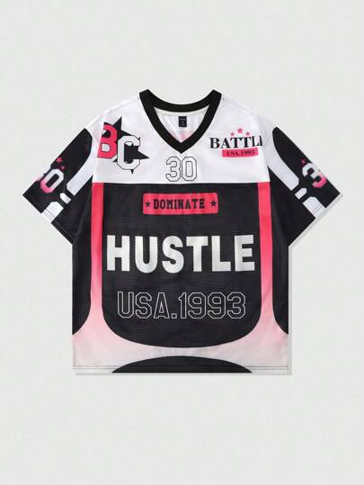 Prep Camiseta deportiva de manga corta con parches de malla para hombres, jersey atlético