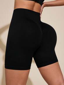 SHEIN Velisys Women's Solid Color High Waist Casual Versatile Daily Wear Sports Shorts - Multicolor - View 2