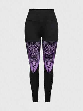 Gothic Castle Hollow Patchwork Women's Skinny Elastic Leggings