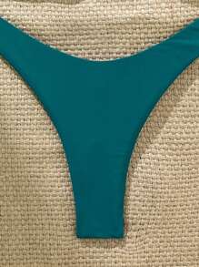 SHEIN Swim Bikini da donna a tinta unita con spalline a spaghetti, decorazione in metallo a forma di stella marina, sexy, estivo - Blu verde acqua - Visualizzare 7
