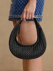 MOTF PREMIUM WOMEN SOLID COLOR WOVEN CHIC COMMUTER SHOULDER BAG